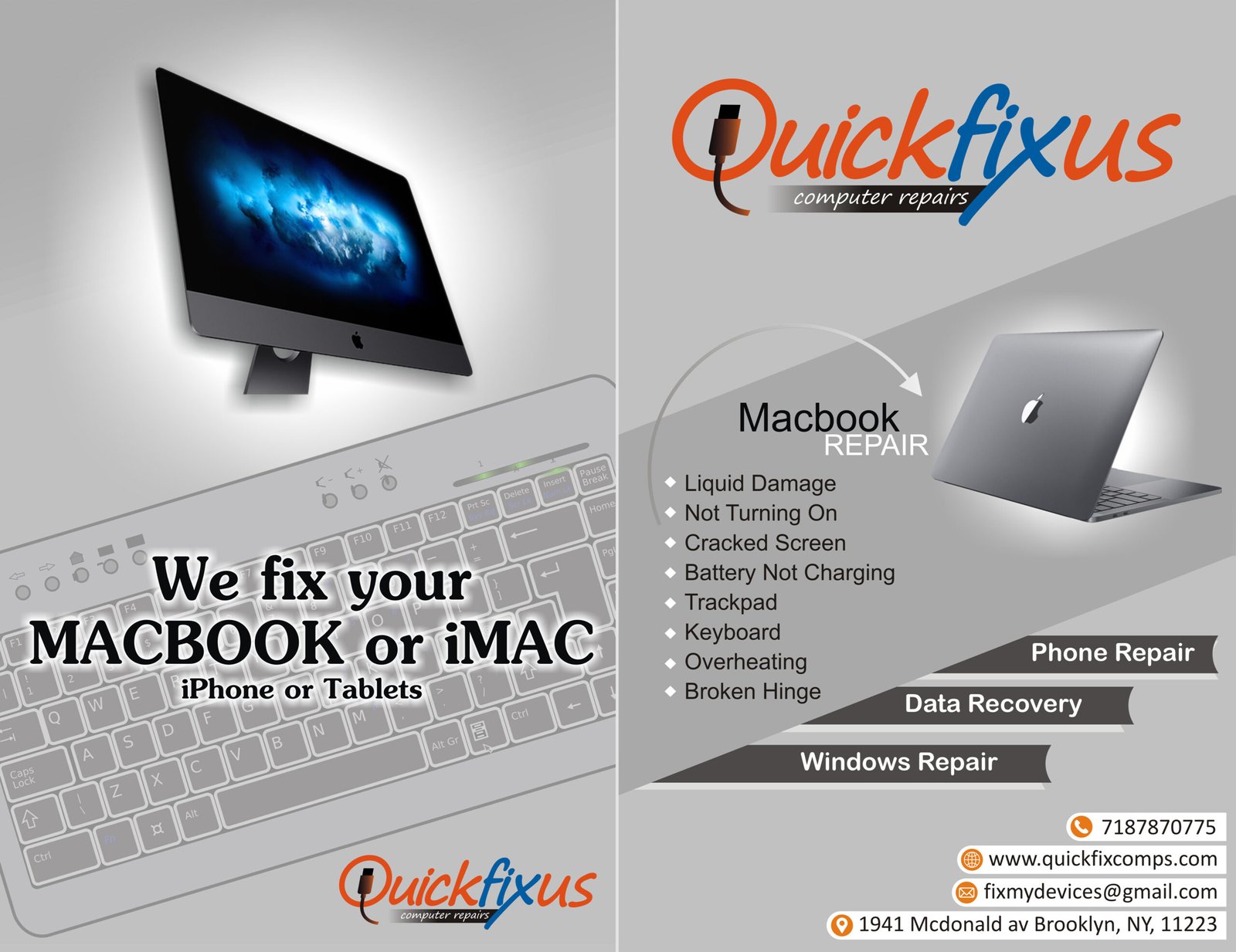 Quick Fix us Flyer Design, NYC Flyer Design, Portfolio- Crephic